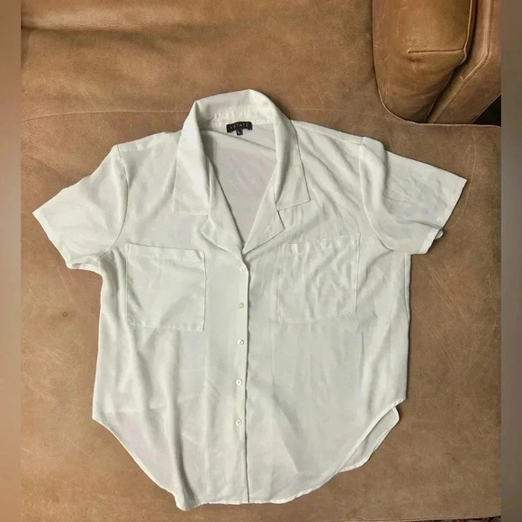 1. State Women’s Cream Button Down Collared Blouse Size Large - Picture 1 of 7
